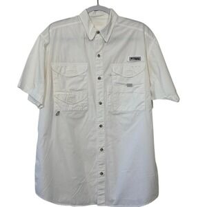 Columbia PFG Short Sleeve‎ Fishing Shirt XL White Good